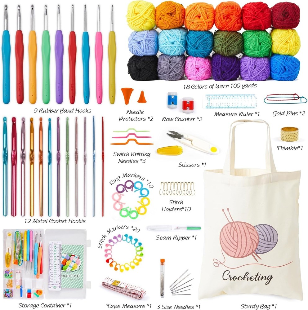 Creative Crochet Yarn Set - 1800 Yards and Essential Tools for Every Crafter