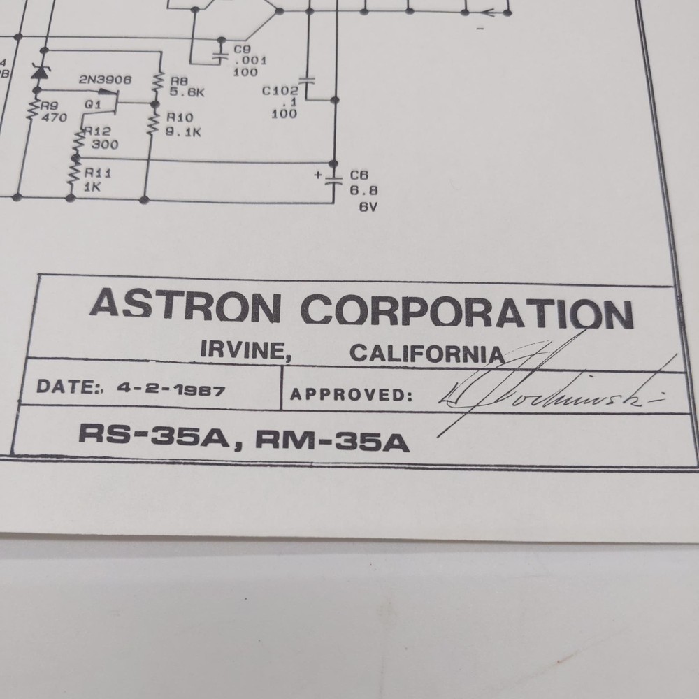 Astron RS-35A, RM-35A Schematic