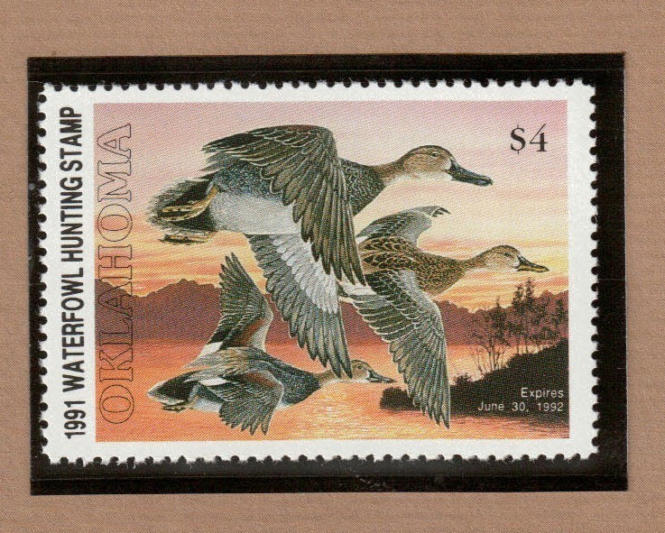 OK12 - Oklahoma State Duck Stamp. MNH. OG.