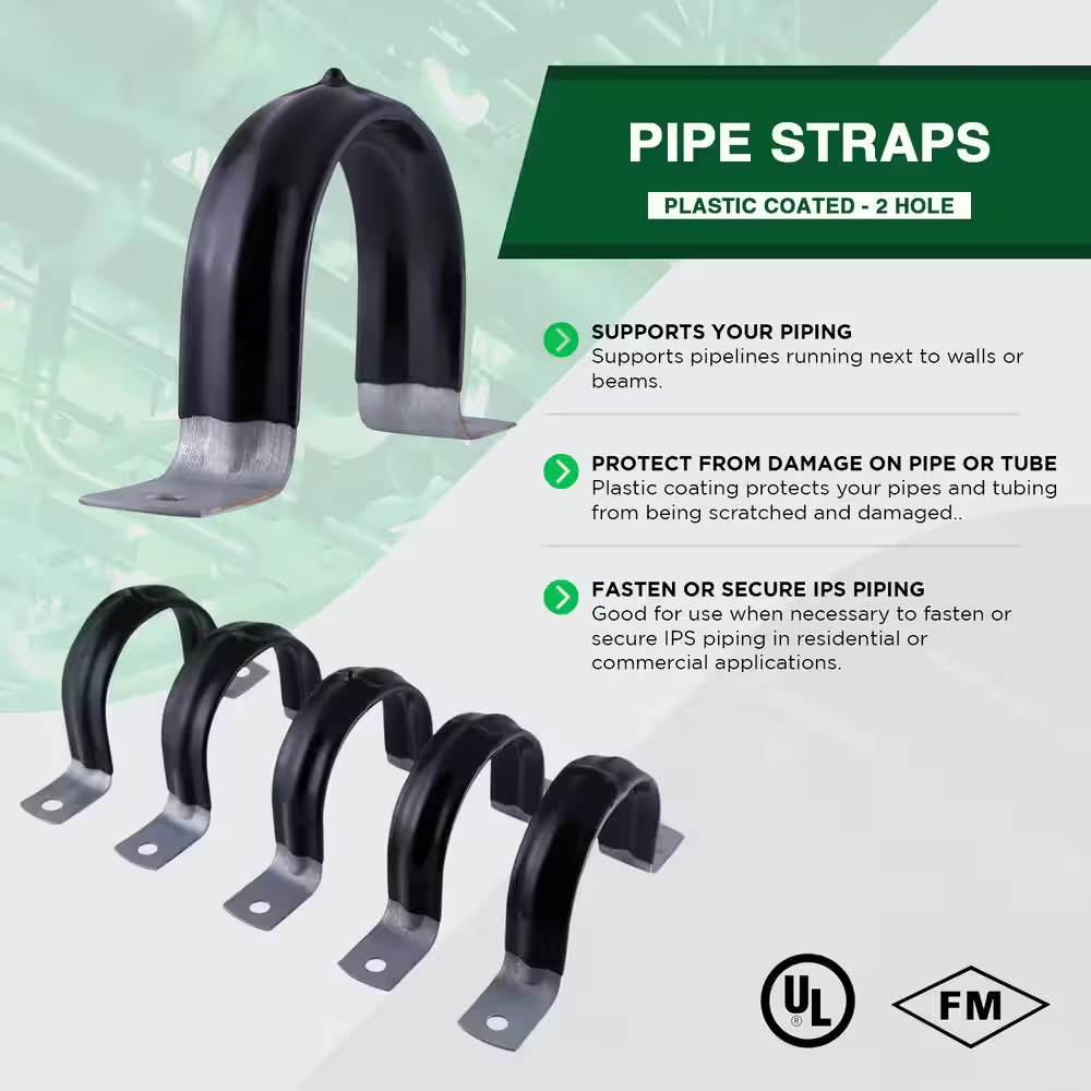 Pipe Strap U Bracket Plastic Coated Galvanized Steel 4 in 2-Hole (10-Pack)