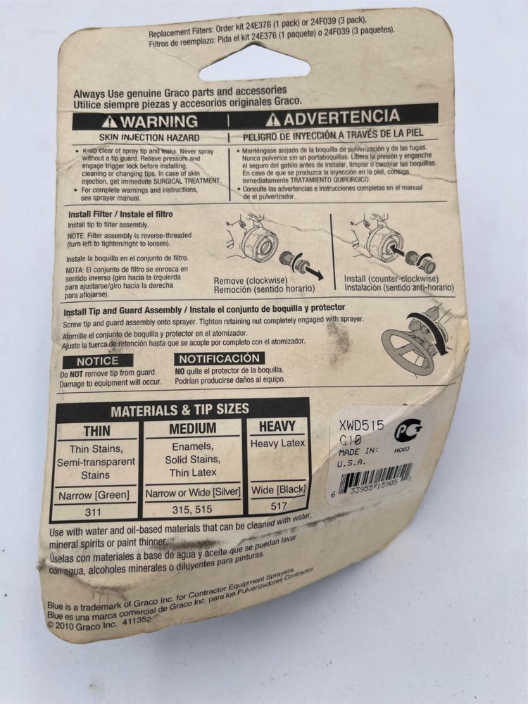 New, Graco XWD515 TrueCoat Reversible Tips