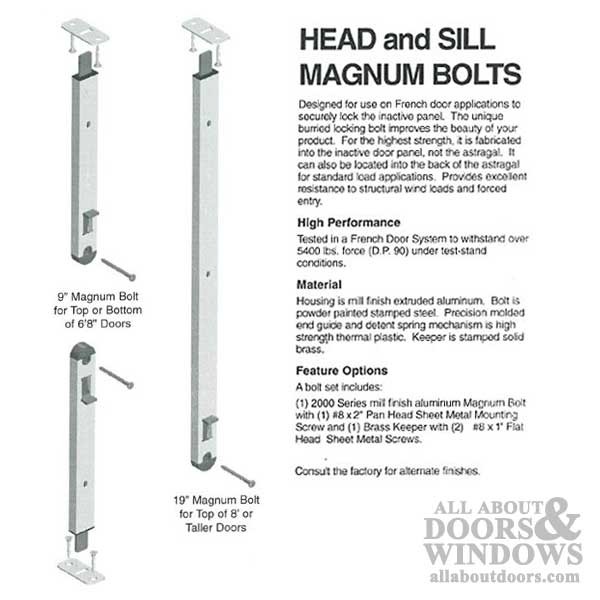 9" Magnum Flush Slide Bolt 1/4" Medium Profile 5/8" Tip