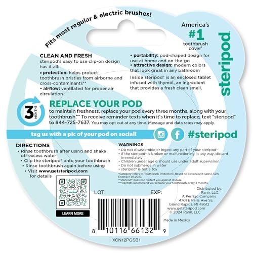Steripod Clip-On Toothbrush Protector, Keeps Fresh and Various