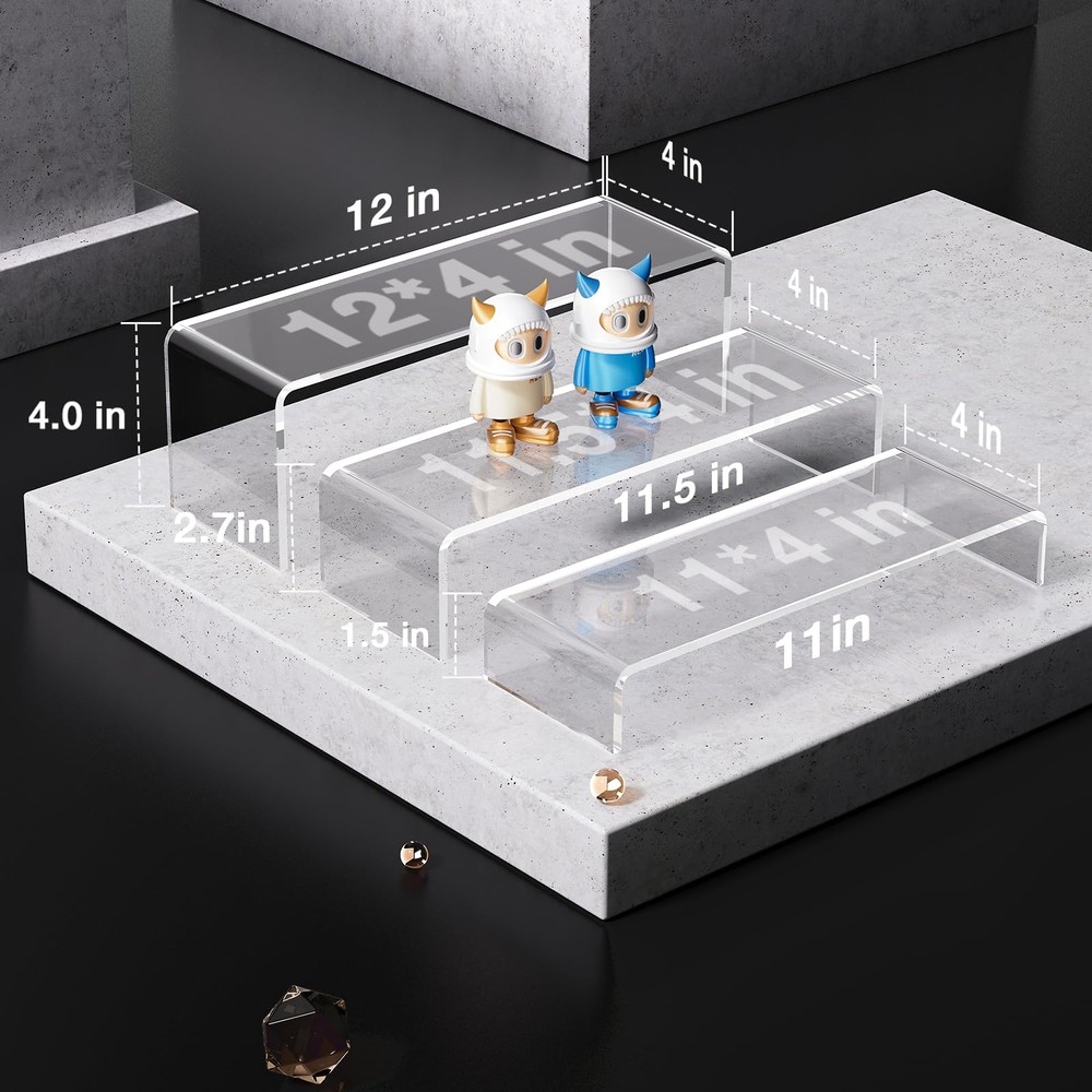 Acrylic Display Risers Stand: 3Pcs 12" Large Acrylic Risers Thickened to 5mm ...