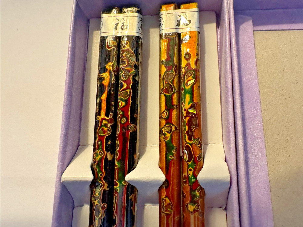 AUTHENTIC KOREAN CHOPSTICKS Design Multicolor Glossy Reusable 2pcs