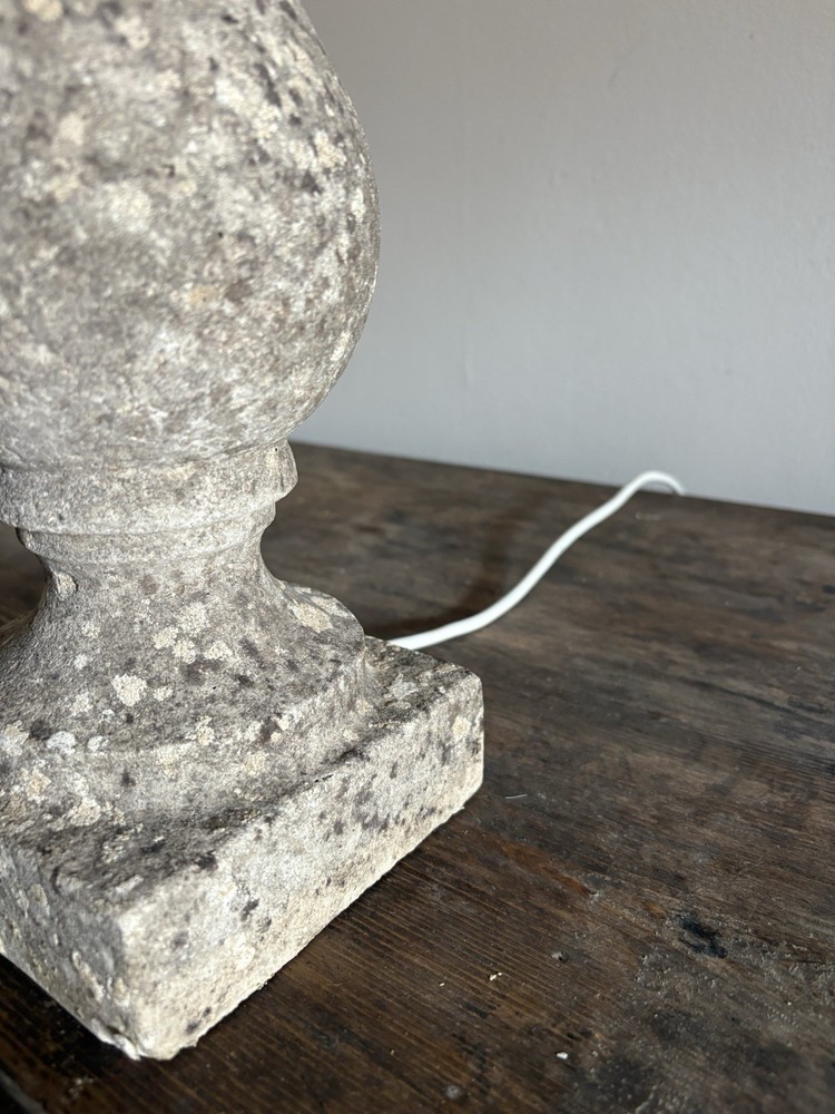 A Weathered Composite Stone Balustrade Table Lamp 59cm