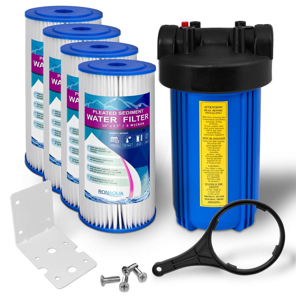 High Capacity Blue Whole House Water Filter System with Pleated Sediment Filter