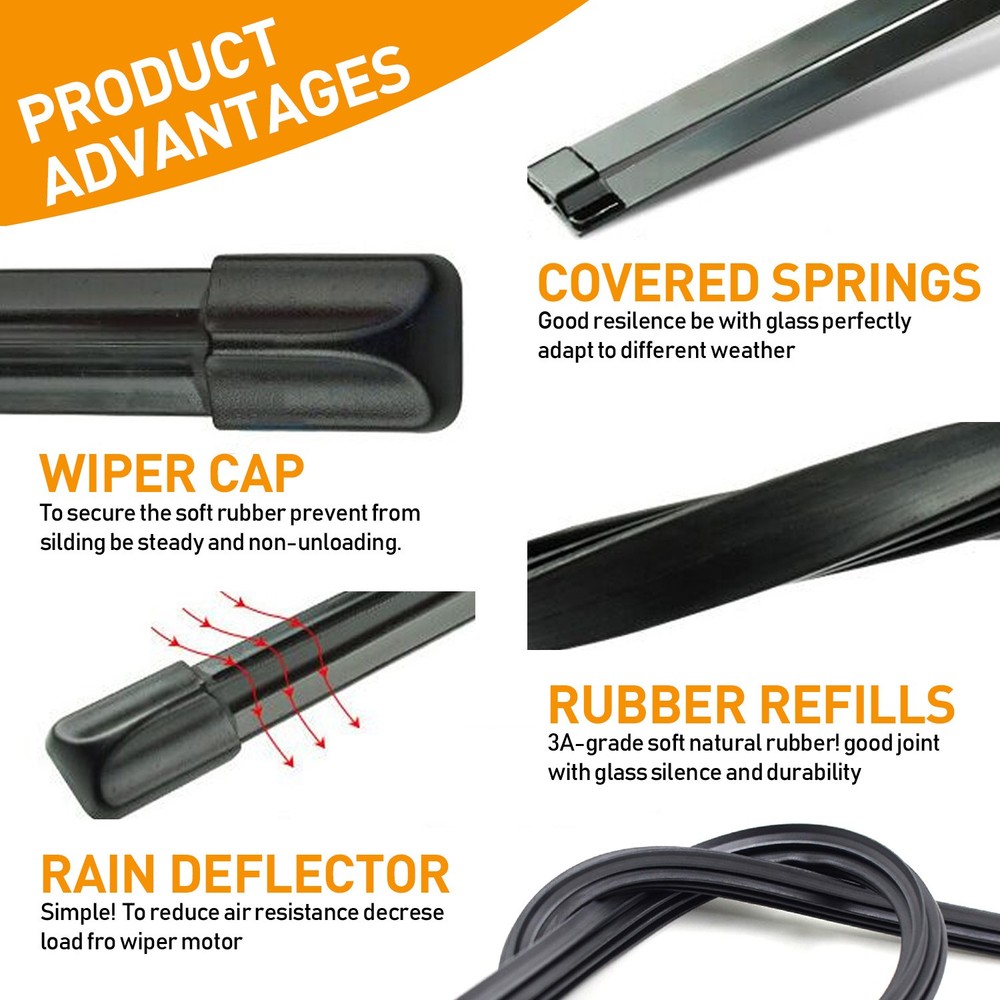 2Pcs Front Windshield Wiper Blades For Ford Focus GMC Canyon 2000-2011 22" 19"