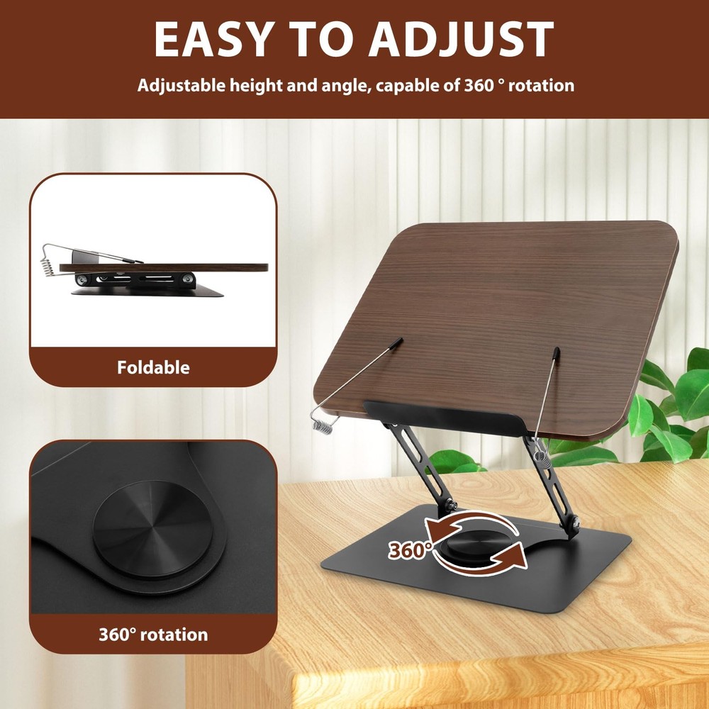 Book Stand 360 Rotating Adjustable Holder Multifunctional Foldable Cookbook