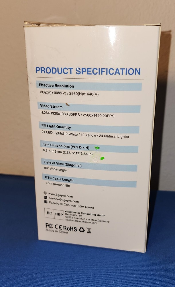 Jiga Stream With Ring Light Full HD1080 Webcam Camera Web USB