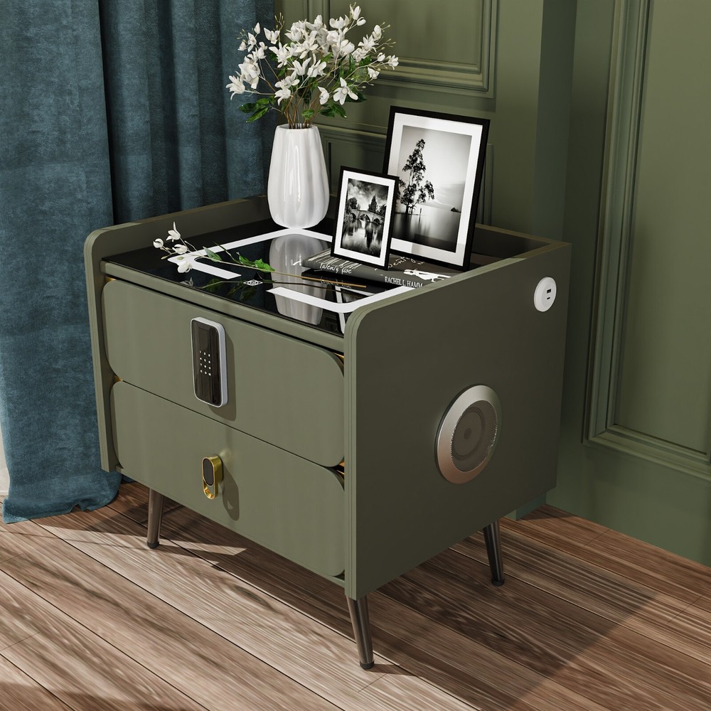 20" Tall Smart nightstand with combination lock ,Bluetooth player,Led light