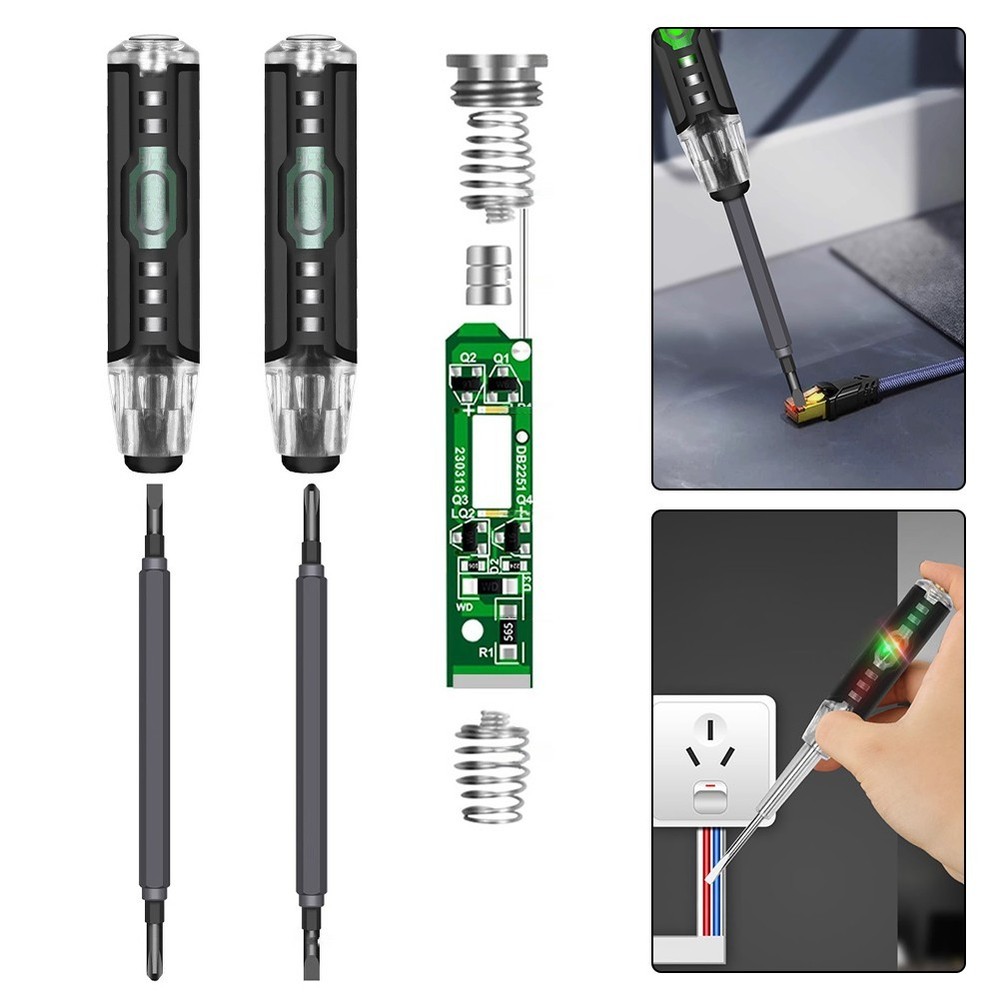Multifunctional test pen for electricians with screwdriver functionality