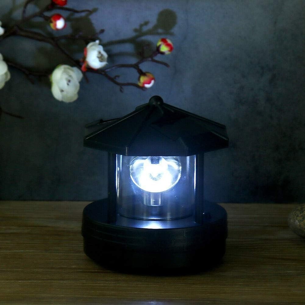 Solar Lighthouse 360 Degree Rotating Led Black, Red