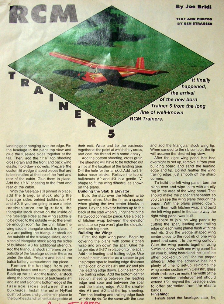 RCM BASIC TRAINER PLAN +BUILDING INSTRUCTIONS +BONUS to Build 50" RC Model Plane