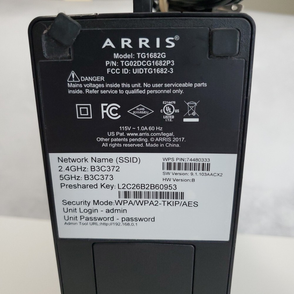ARRIS TG1682G Wireless Modem Router - Black