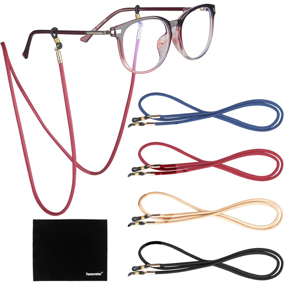 Tomorotec [4 Pack Eyeglasses Holder Strap unisize, 4 Pack-pu Leather Style
