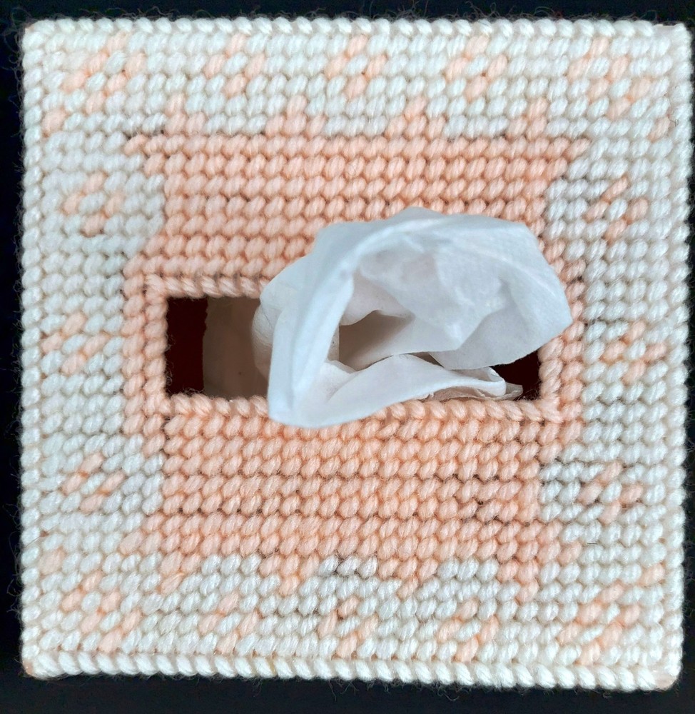 "Yellow Rose" Tissue Box Cover (Plastic & Yarn) Finished
