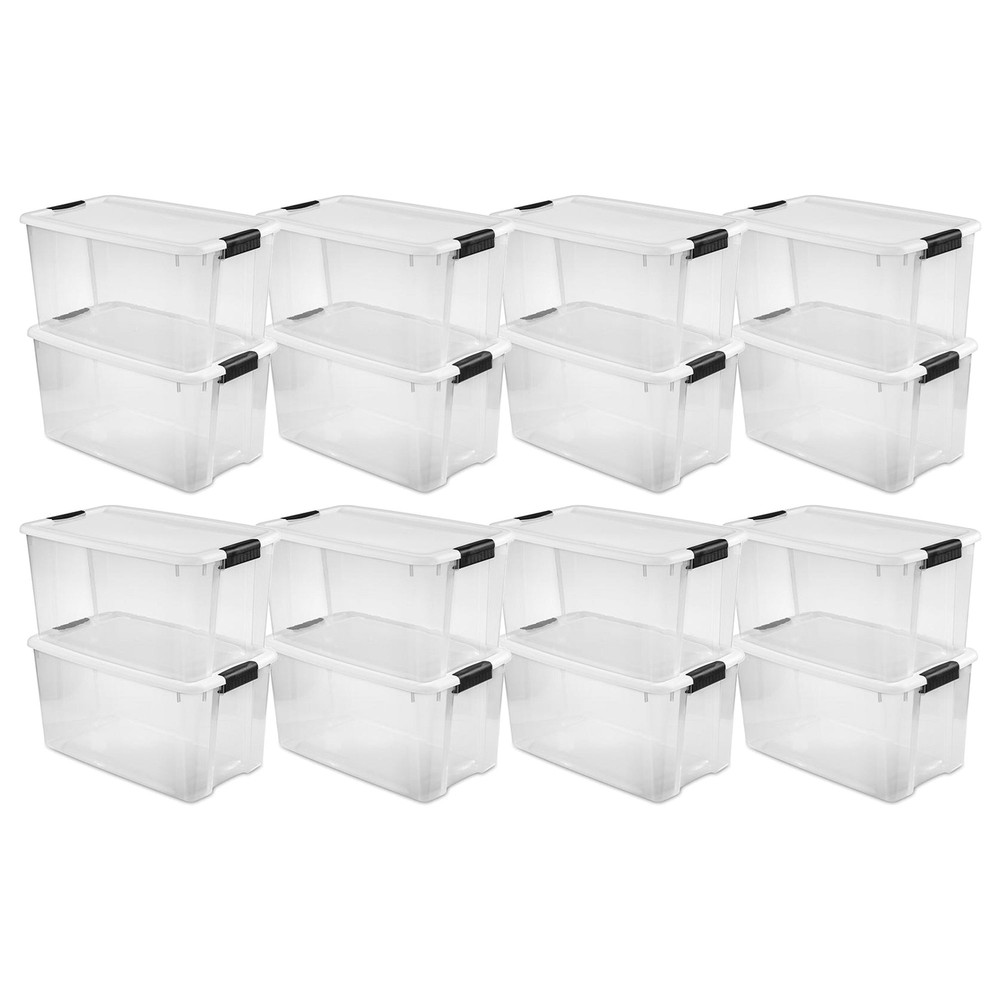 Sterilite Clear Plastic Stackable Storage Bin with Latching Lid
