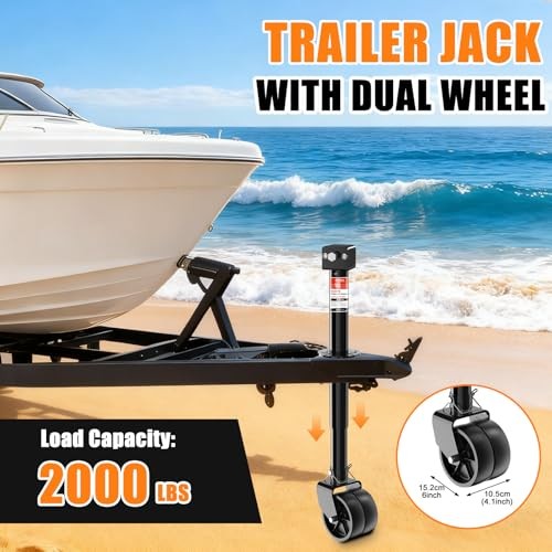 Upgraded 2-in-1 A-Frame Trailer Jack, Switch Between 5000lbs Foot Plate & 2000
