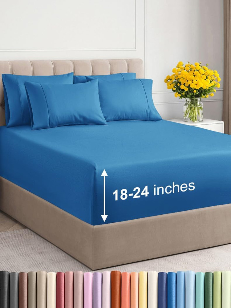 Extra Deep Queen Sheet Set - 6 Piece Breathable & Cooling Sheets - Hotel Luxury