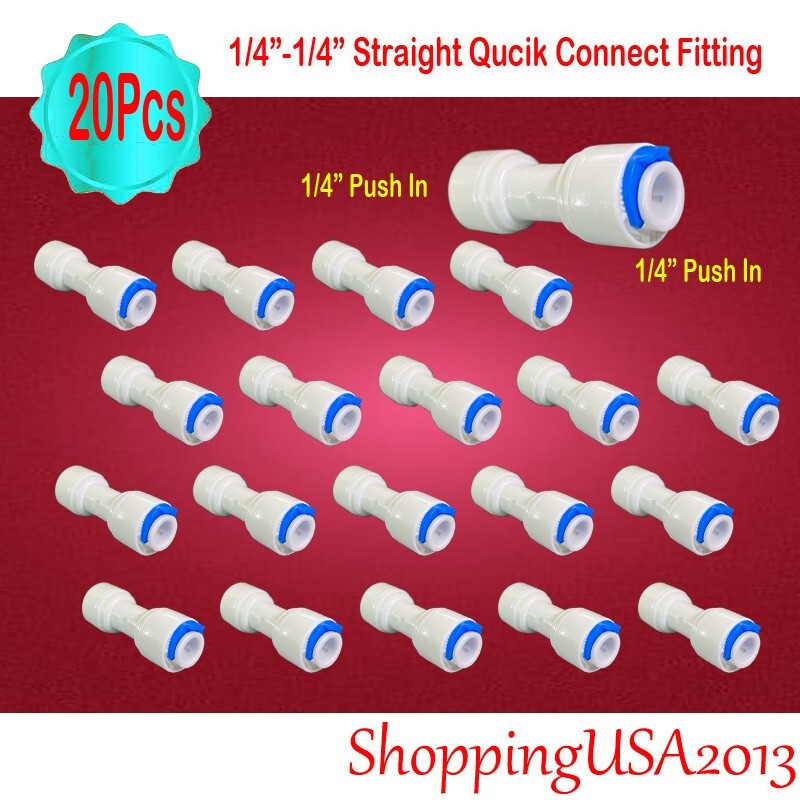 20 X 1/4-1/4 Straight Fitting Connector Quick Connect Push In RO Water Filter