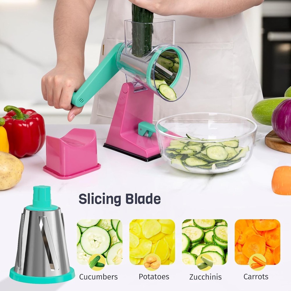 Rotary Vegetable Slicer 3 Drums Cheese Grater Multi Function Kitchen Tool