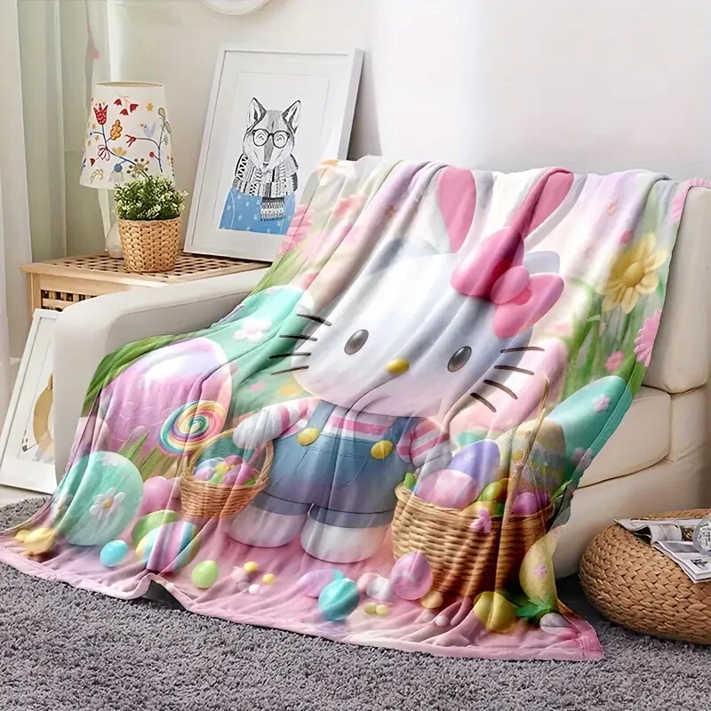 SANRIO HELLO KITTY EASTER BUNNY THROW BLANKET SOFT & LIGHTWEIGHT 59X78