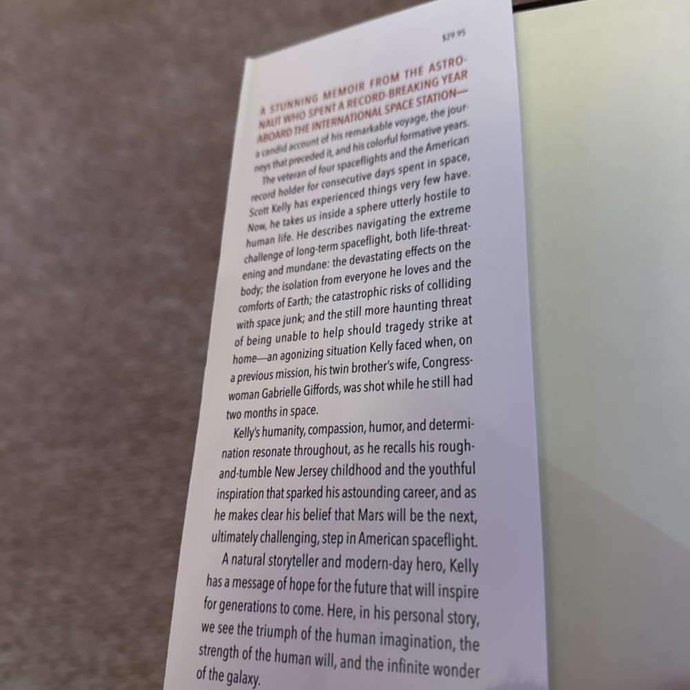 Signed First Edition Book By Scott Kelly