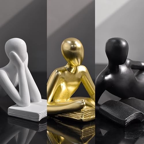 Style-B White Thinker Reads Book Decoration Reader Bookend for Thinker-white-b