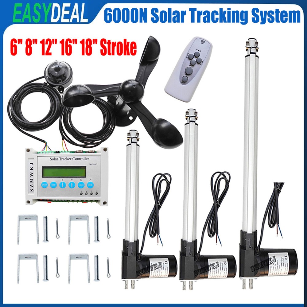6000N Dual Axis Solar Tracker Kit &12V Linear Actuator & Wind Sensor &Controller