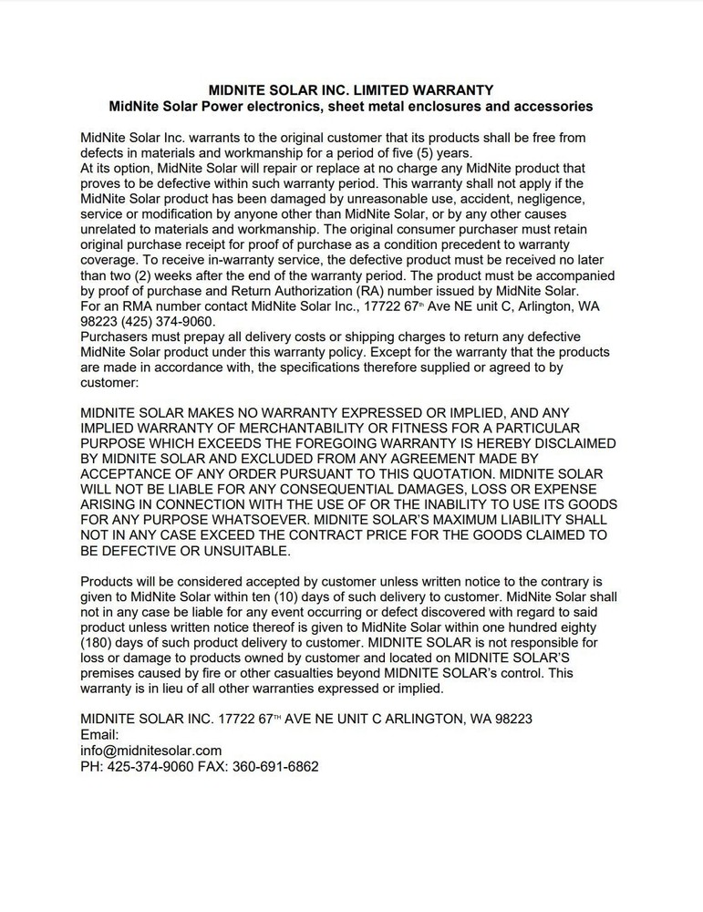 MidNite Solar MNHAWKE’S BAY BACKPLATE Mounting