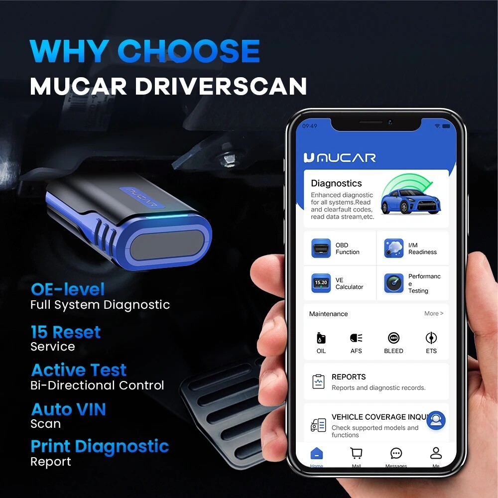 MUCAR DriverScan Bidirectional All System Car Diagnostic Tool Full OBD2 Function
