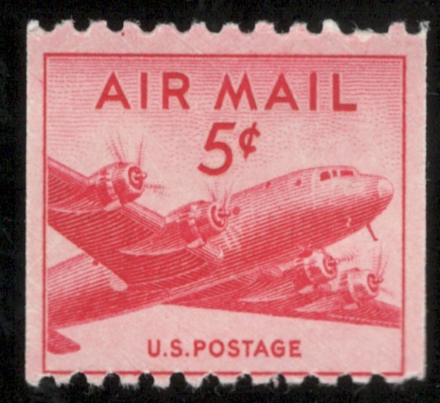 US. C37. 5c. DC-4 Skymaster. Coin Single. MLH. 1948