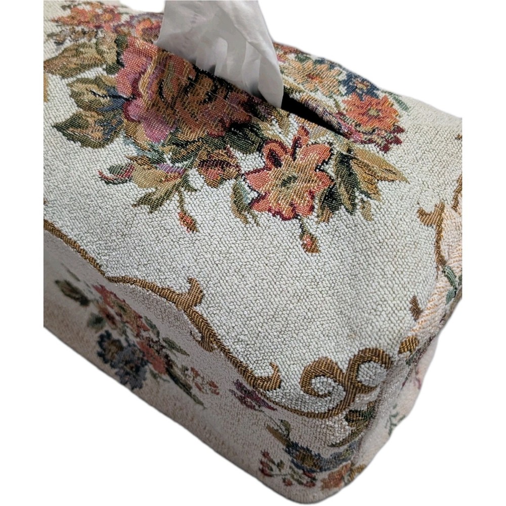 2pc Lot Vintage Victorian Tapestry rectangular Tissue Box Cover Rare