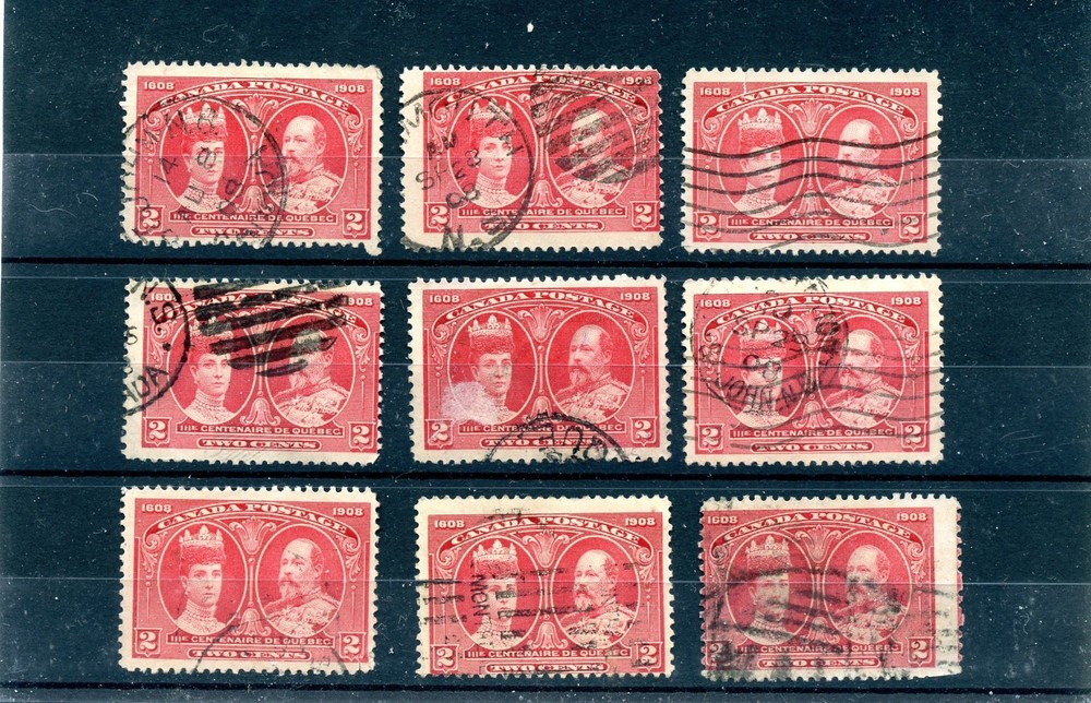 2 cent Tercentenary x 9 Used Canada lot