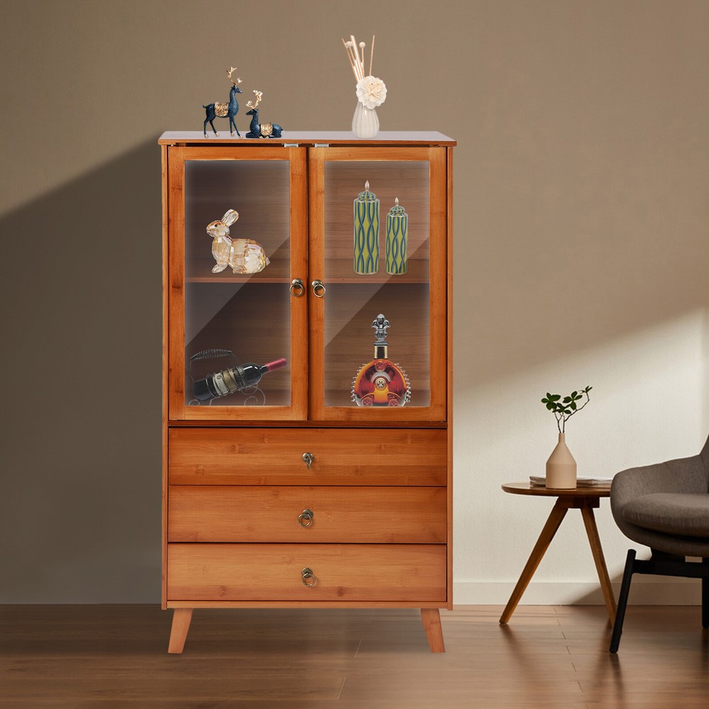 Storage Cabinet with 2 Doors, Mid Century Sideboard Buffet Cabinet Rustic Brown⭐