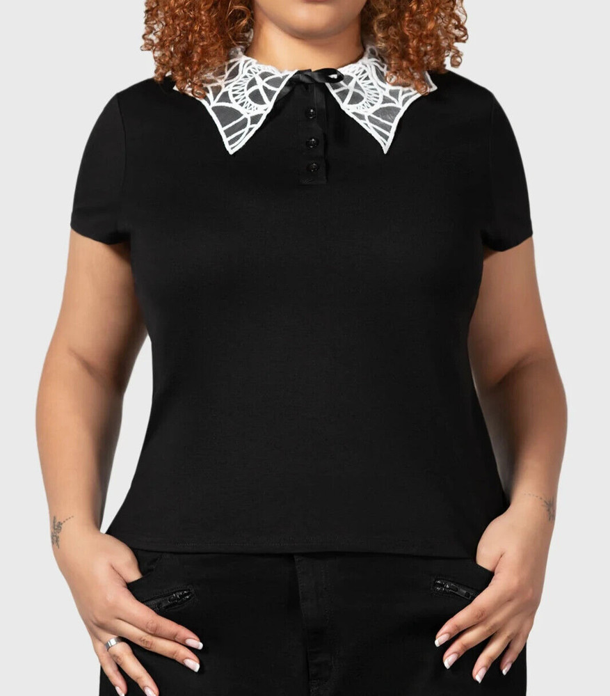 Killstar Apprentice Top Spiderweb Collar Bow Gothic Dark Academia KSRA006567