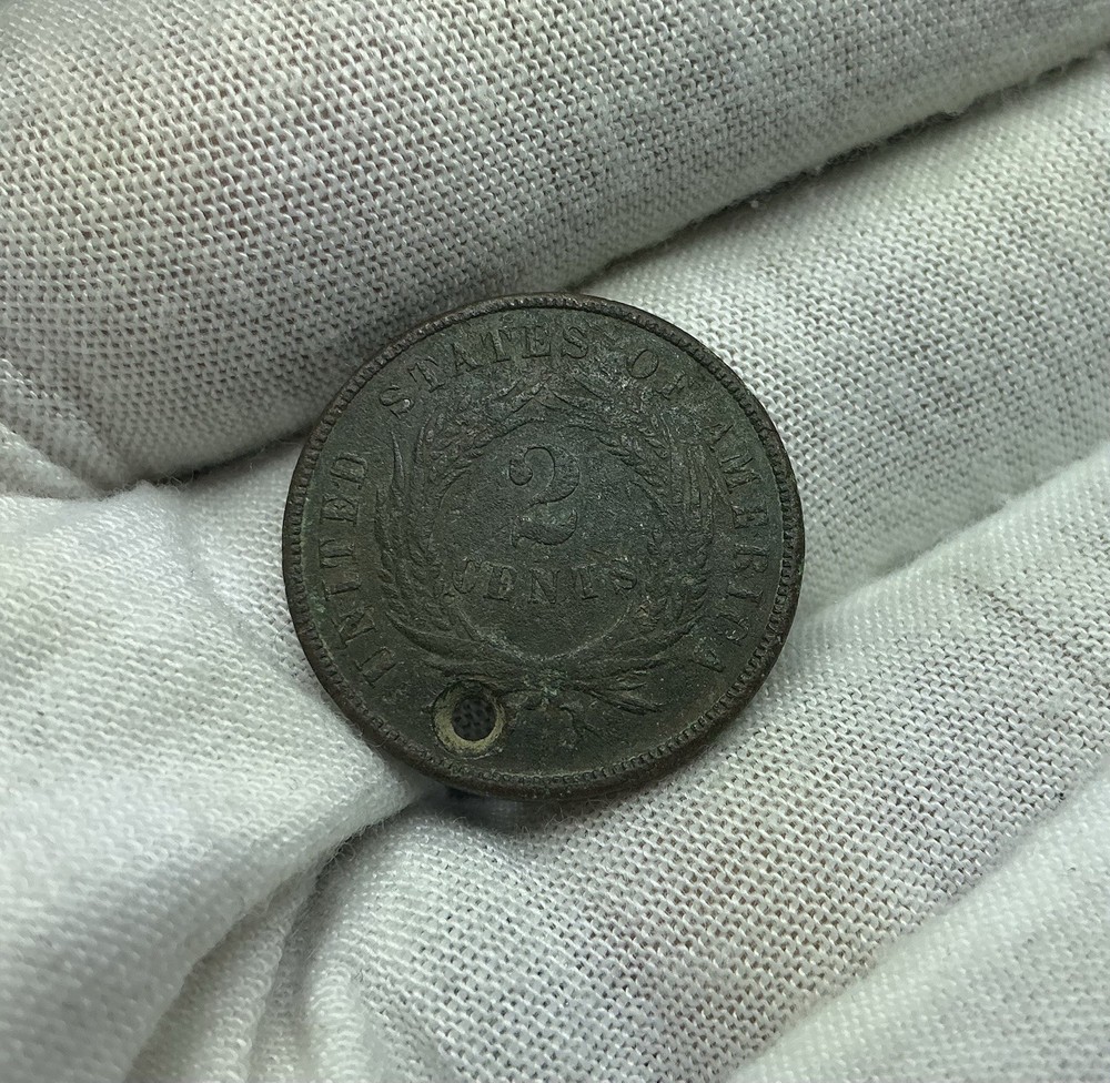 1867 Two 2 Cent Piece-Holed M358