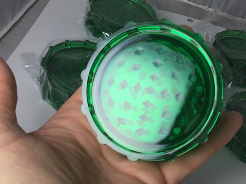 Plastic Clear Green Colored Herb Grinder 5pcs