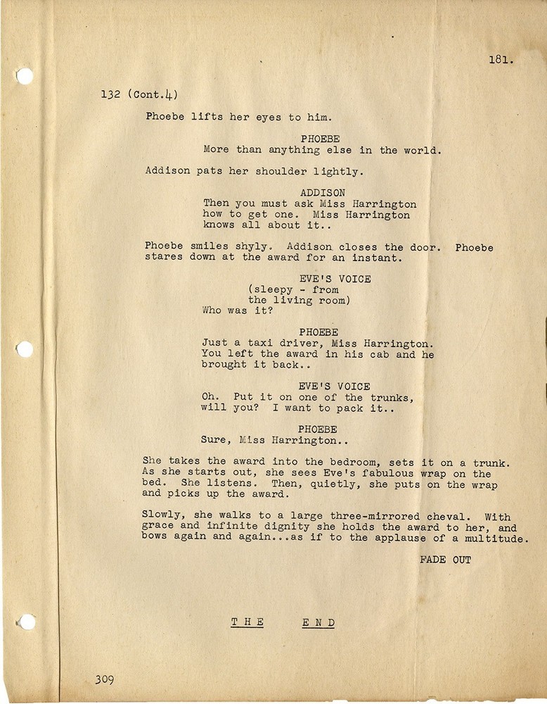 ALL ABOUT EVE (Mar 15, 1950) Final script by Joseph Mankiewicz