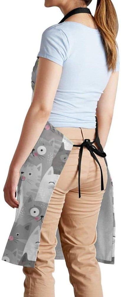 Adjustable Cooking Kitchen Apron Unisex Chef Cute 2 Pockets