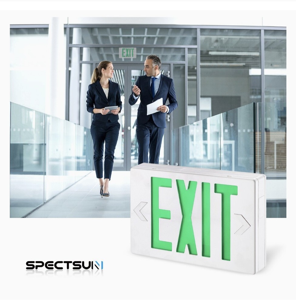 4 Pack Double Sided Exit Signs, Green LED Lights with Battery Backup Combo