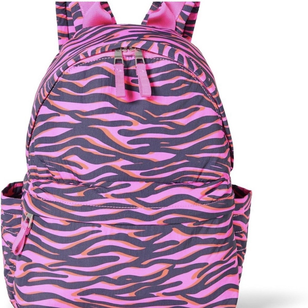 Pink Zebra Print Backpack Polyester Canvas Adjustable School