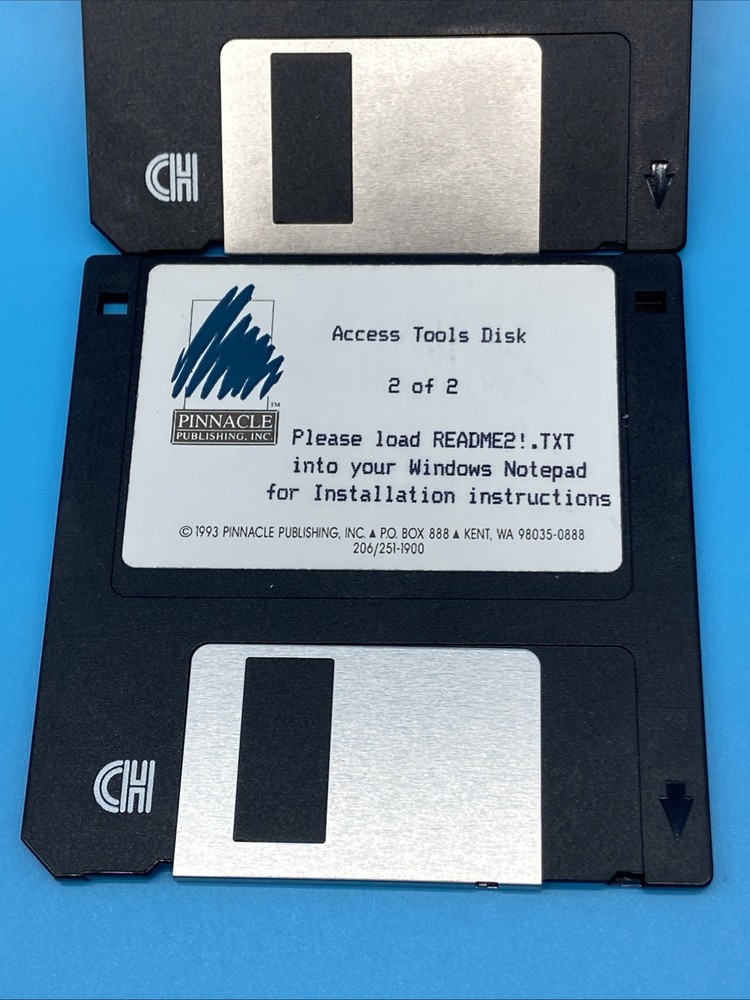 Vintage 1993 Pinnacle Publishing Access Tools Disk 1 & 2 - 3.5" Floppy Set