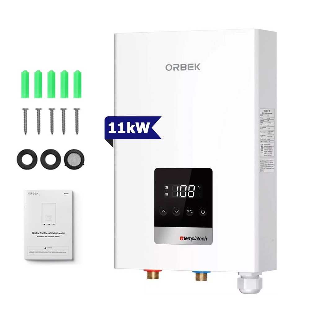 【90% NEW】11/14/18kW Instant Hot Tankless Water Heater Electric Boiler for Shower