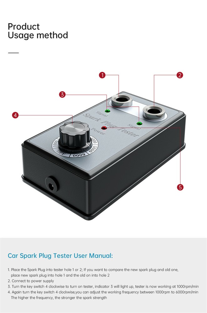 Car Spark Plug Tester Ignition Analyzer Diagnostic Tool Dual Hole Detector EBS