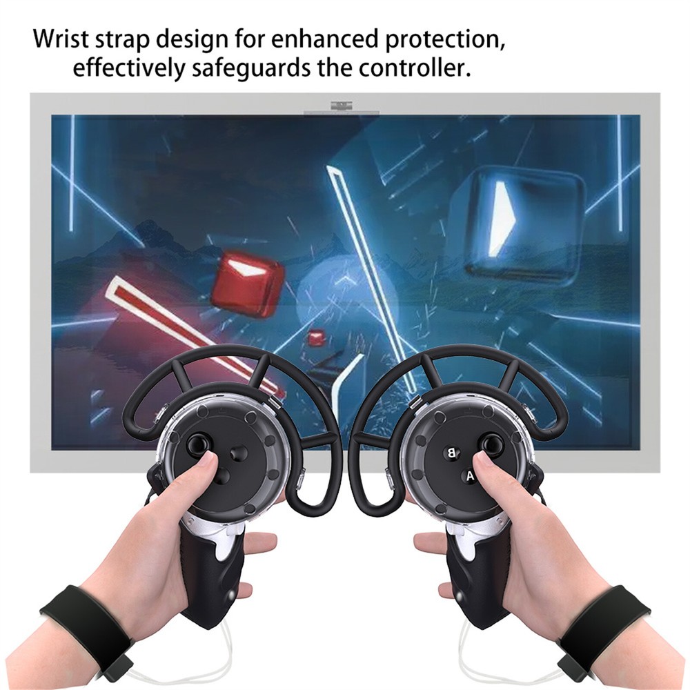 For Quest 3 VR Controller Grip Cover Anti-Collision Bracket with Wristband Strap