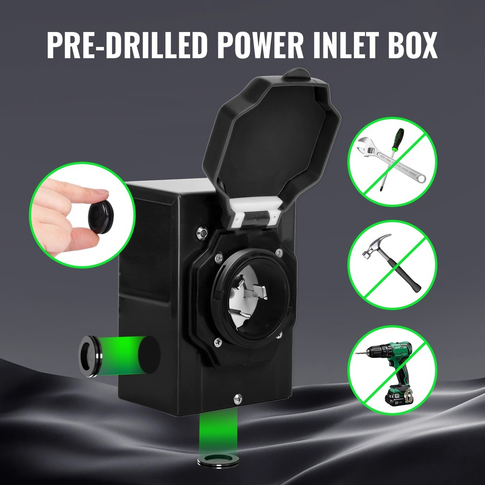 50Amp RV Power Generator Inlet Box NEMA L14-50P 125/250V 15-25FT Weatherproof US