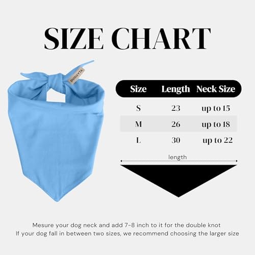 Premium Solid Dog Bandana, Luxury Soft Cotton Adjustable Triangle Medium Blue