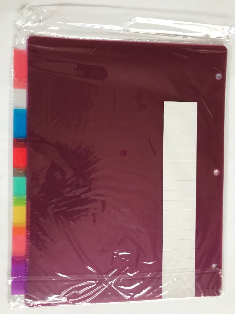 8-Tab See Through Assorted Color 3-Ring Binder Divider White Insertable Tabs NEW